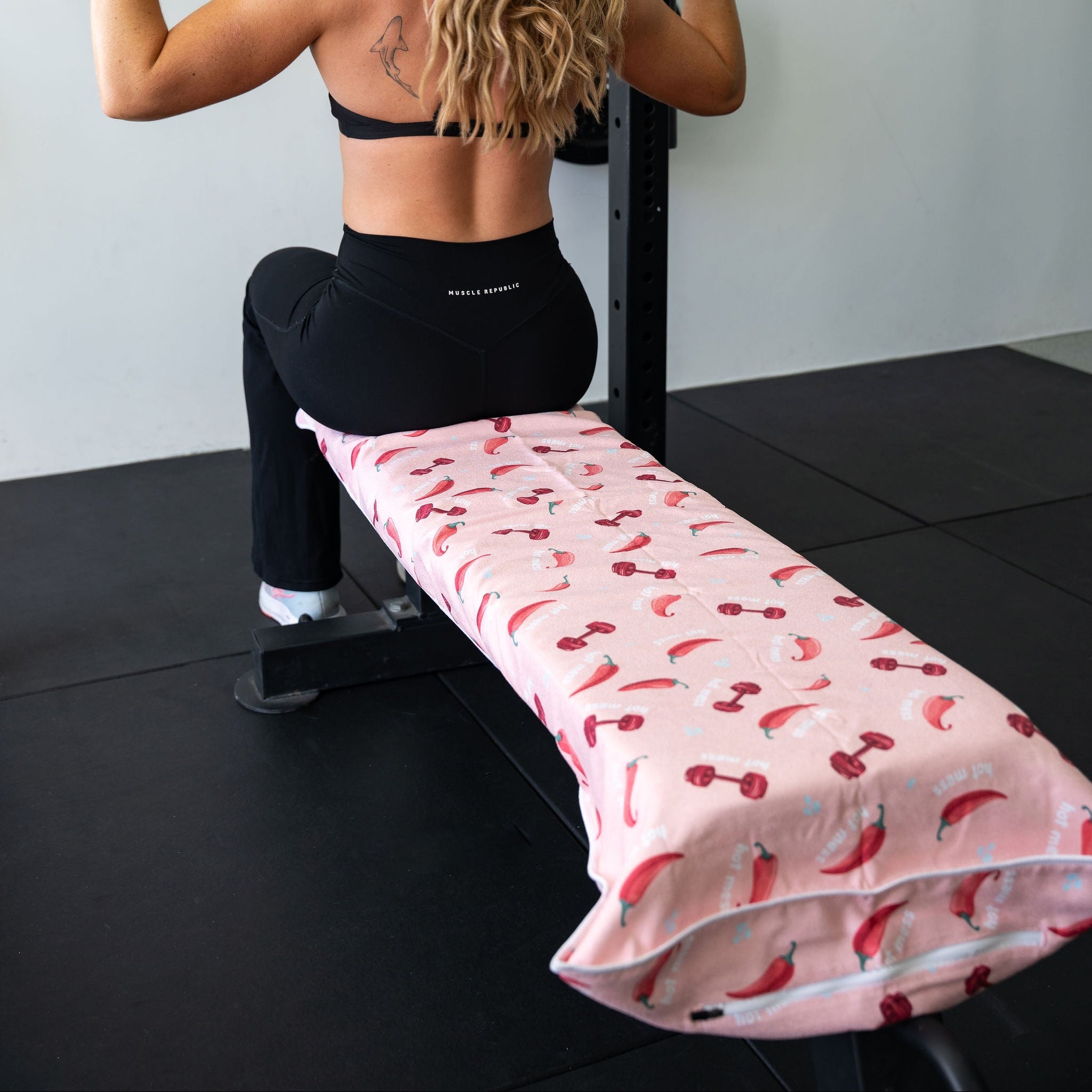 Gym Towel with Hood and Pocket - Pink Hot Mess