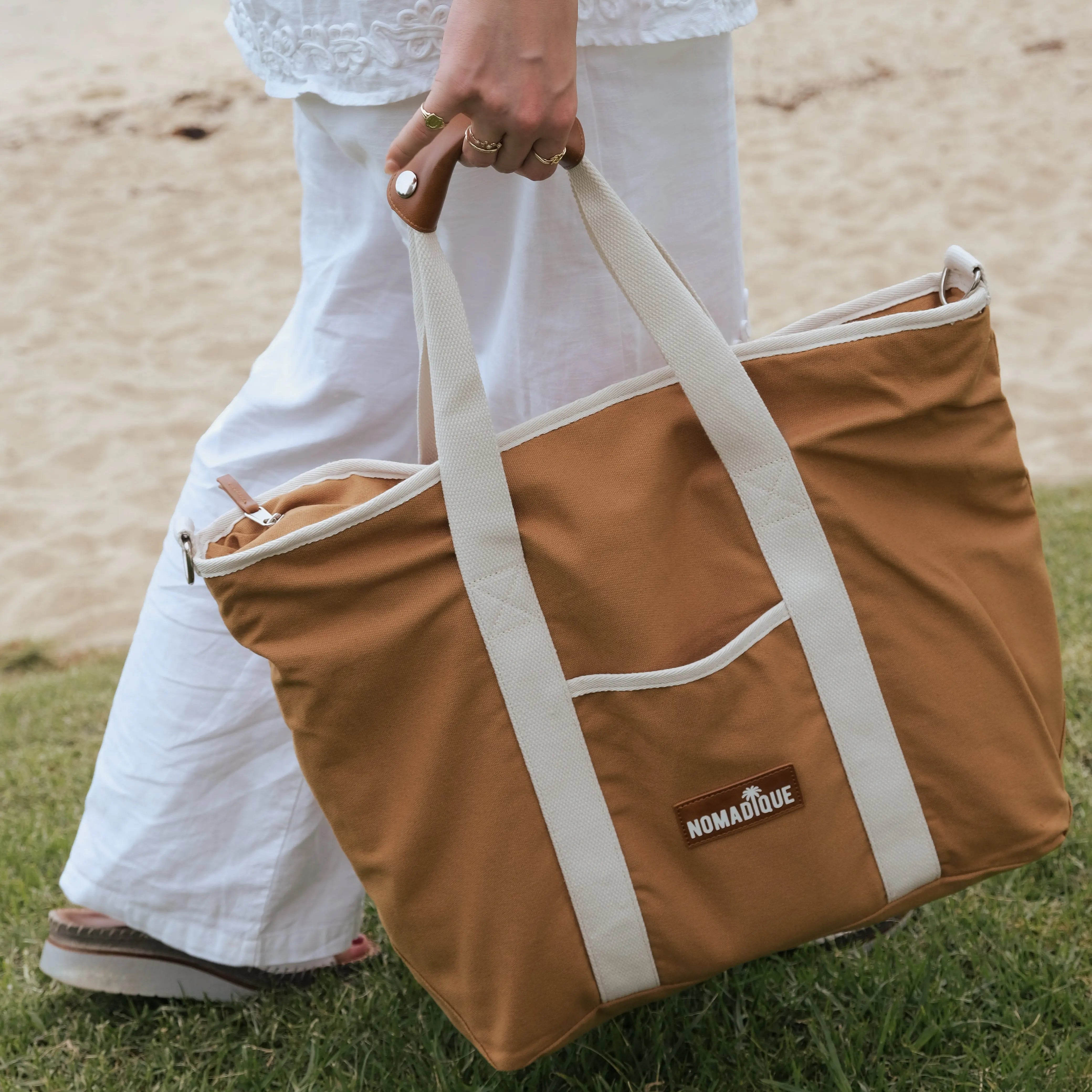 beach tote bag brown cooler bag australia zip pockets