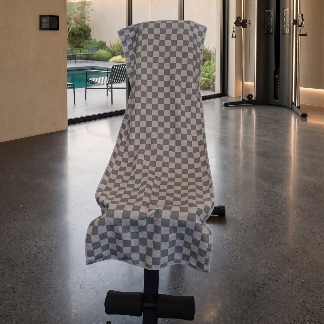 Gym Towel with Hood and Pocket - Green Check