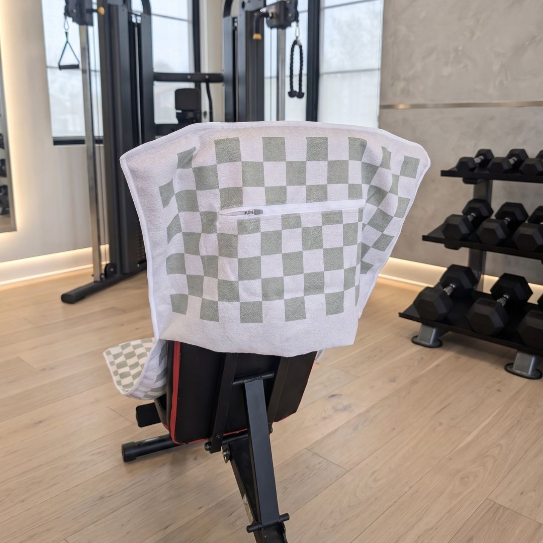 Gym Towel with Hood and Pocket - Green Check