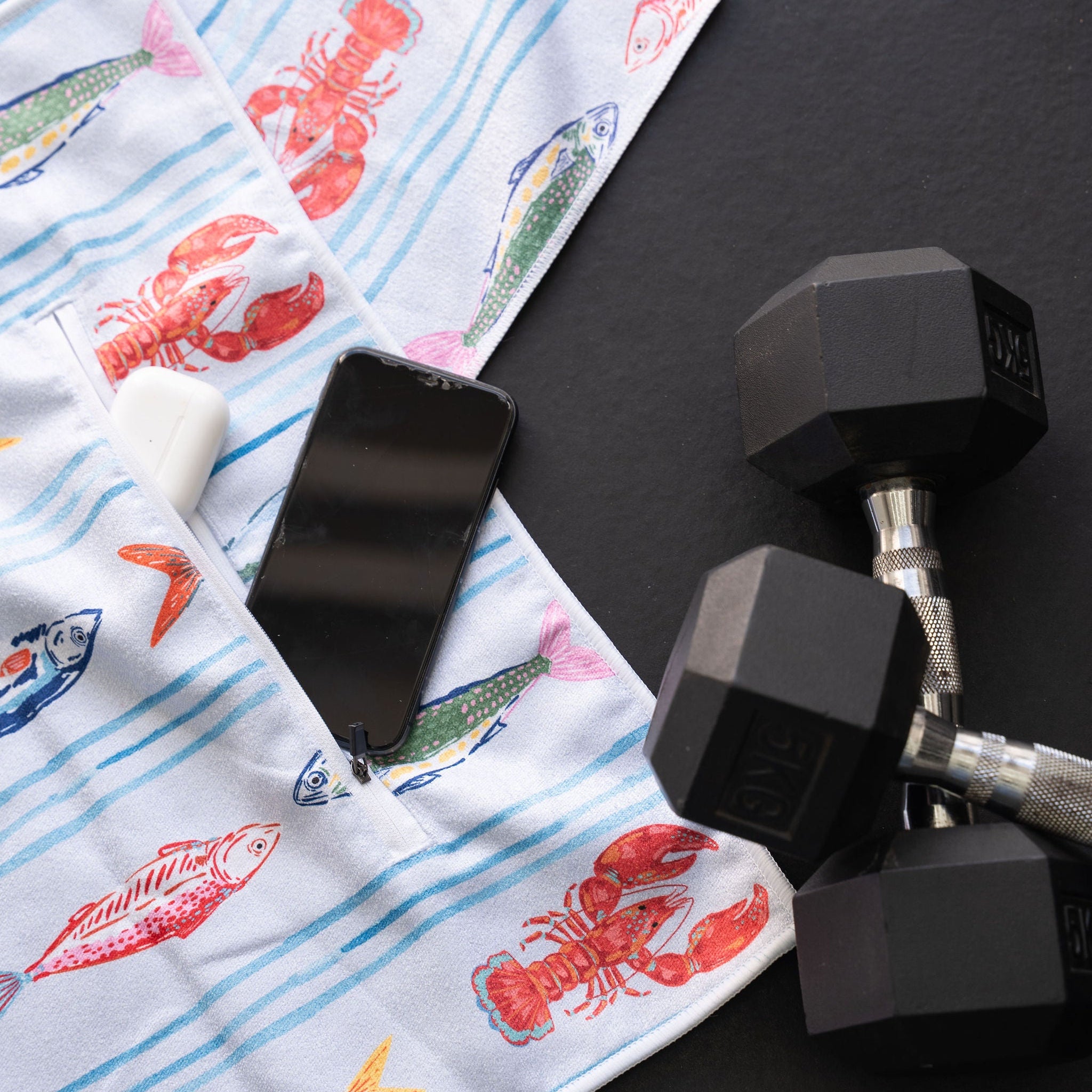 Gym Towel with Hood and Pocket - Sardines