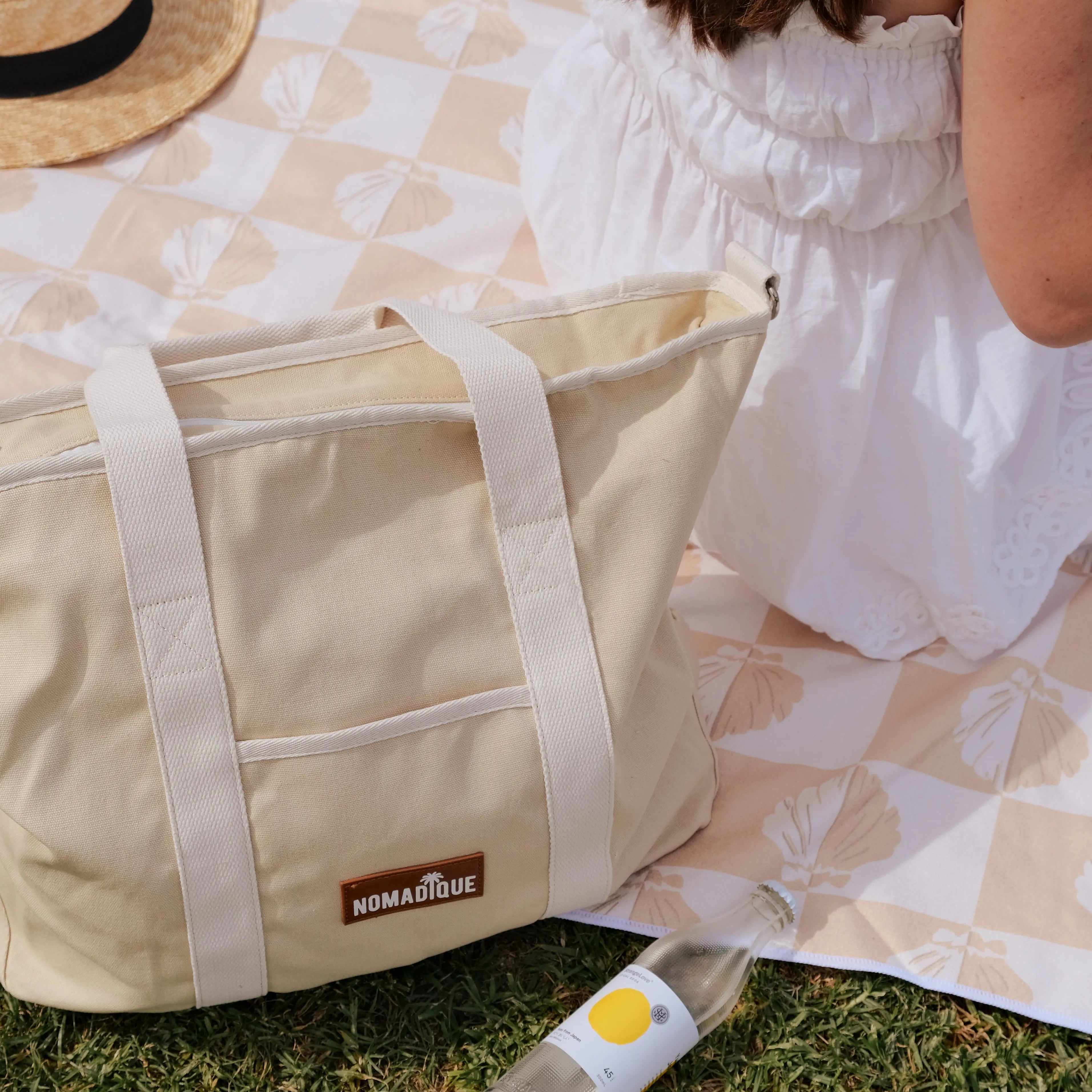 beach tote bag cream cooler bag australia zip pockets 