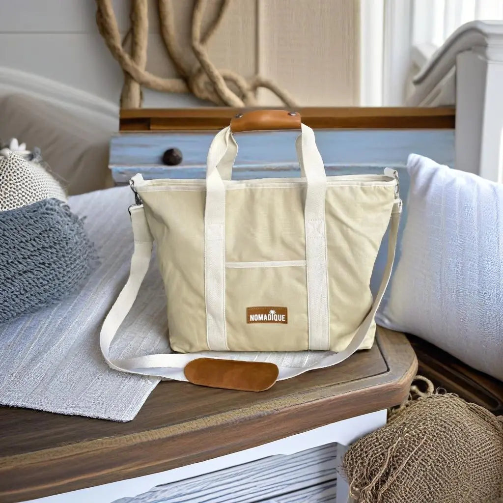 Large Cooler Tote Beach Bag Beige - CLEARANCE! Nomadique Co