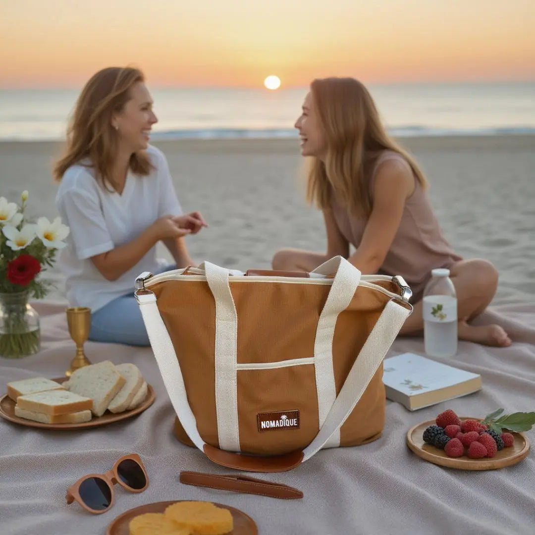 beach tote bag brown cooler bag australia zip pockets 